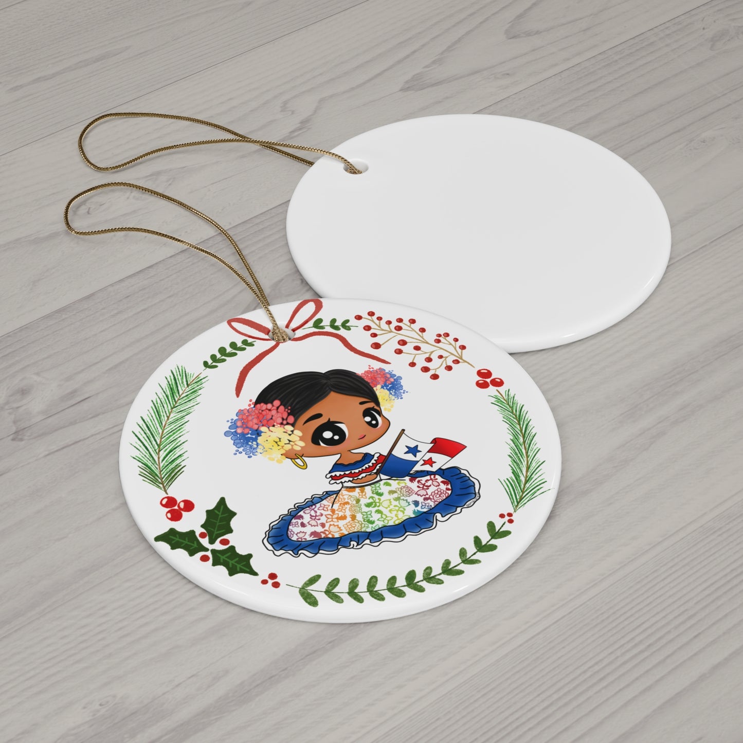 Panama Pollerita Ceramic Ornament, Panama Christmas Ornaments, Panamanian Pollera, Panamanian Culture
