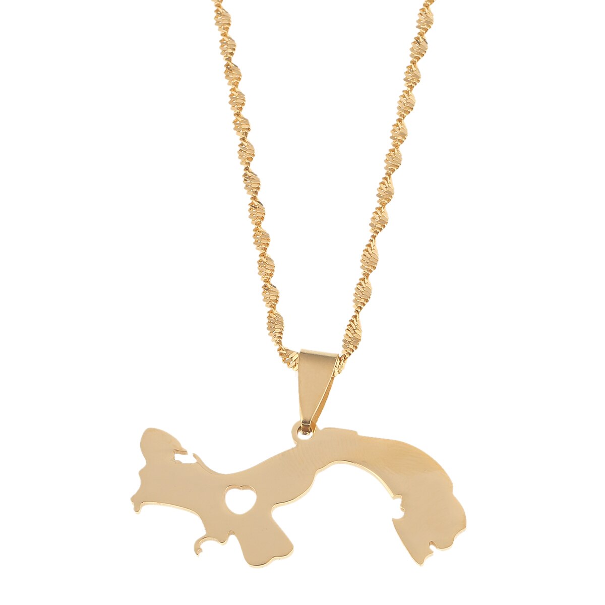Panama Map Gold Stainless Steel Necklace