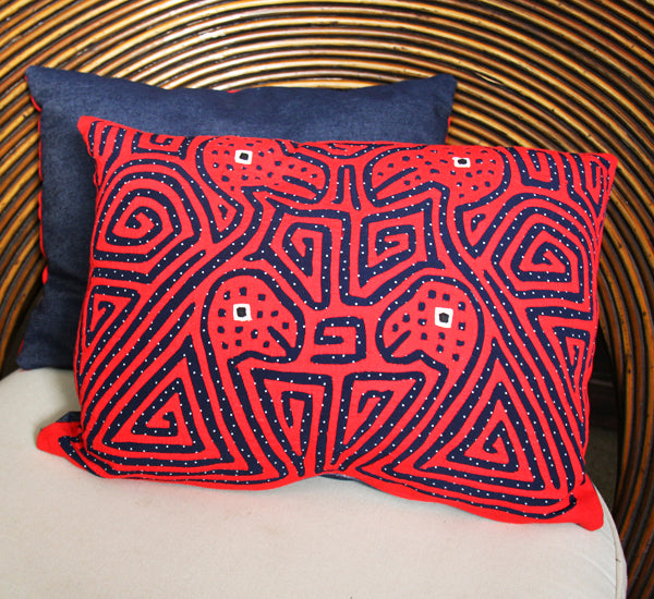 MOLA & DENIM PILLOW COVERS SET OF TWO PANAMA BIRDS MOLA PILLOW COVERS