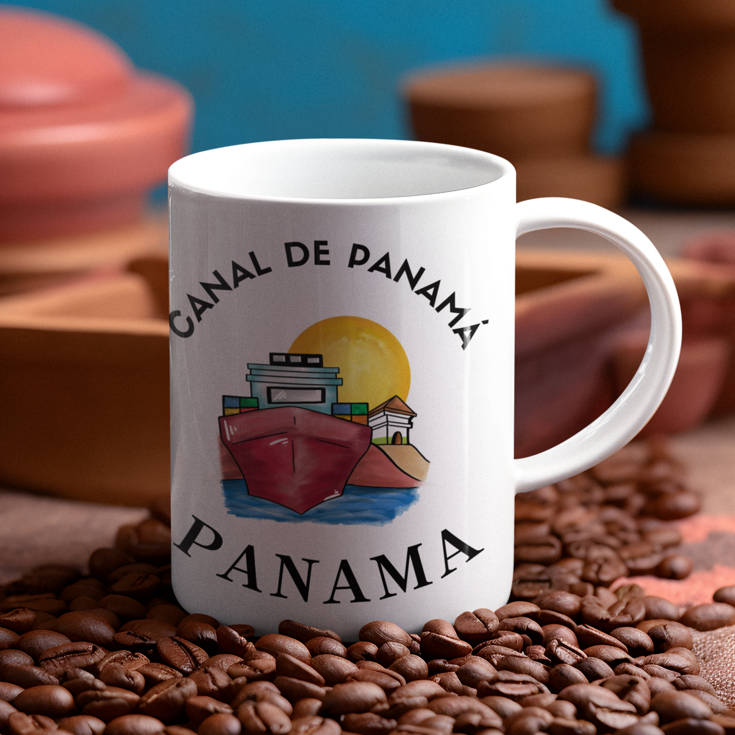 Panama Canal Illustration Coffee Mug