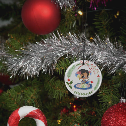 Panama Pollerita Ceramic Ornament, Panama Christmas Ornaments, Panamanian Pollera, Panamanian Culture