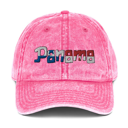 Panama Flag Word Vintage Cotton Twill Cap