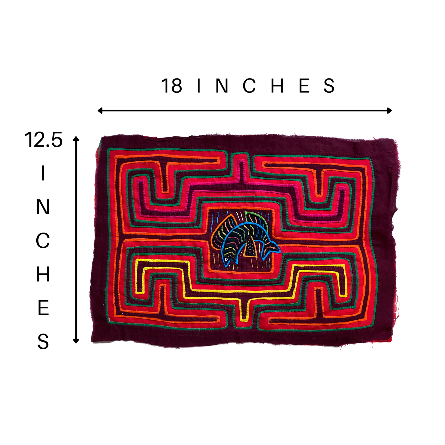 Panama Traditional Mola with Fish in the Center