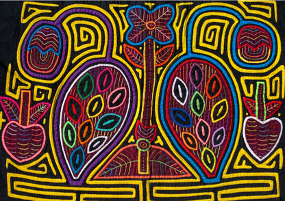 Framed Flowers and Fruits Panama Mola