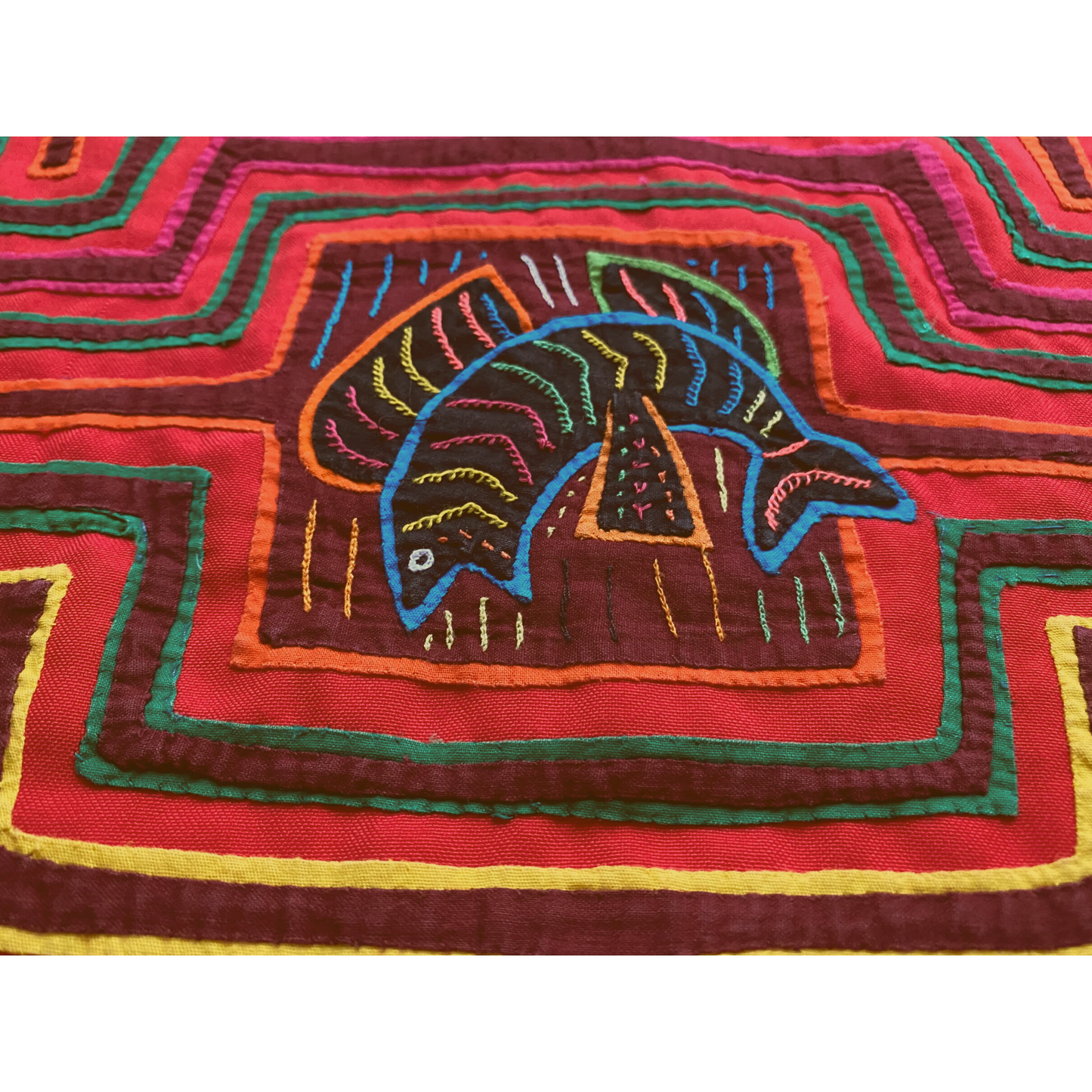 Panama Traditional Mola with Fish in the Center