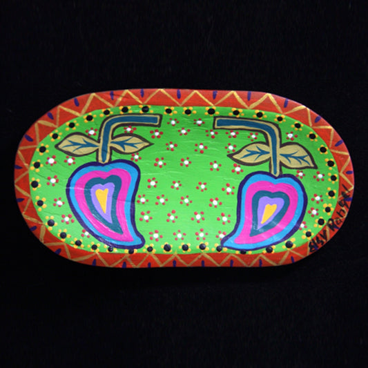 Loving Mangoes Hand-Painted Carved Wood Batea Tray