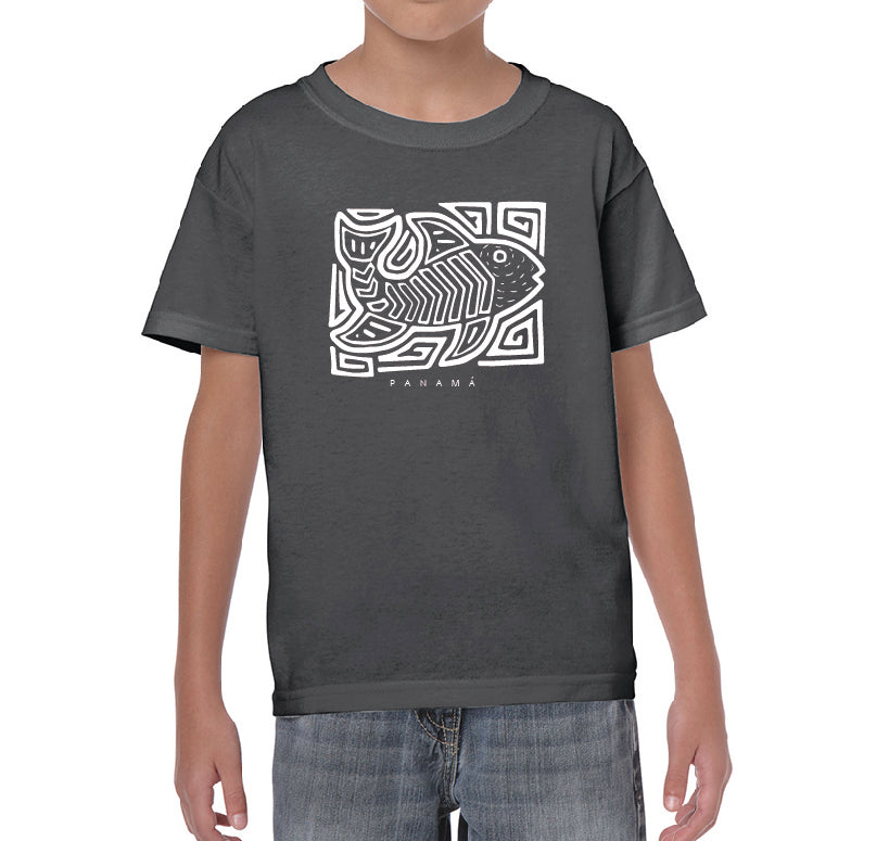 PANAMA FISH KIDS T-SHIRT (WHITE PRINT)