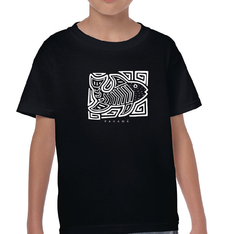 PANAMA FISH KIDS T-SHIRT (WHITE PRINT)
